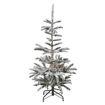 Northlight 4.5' Pre-Lit Nordmann Fir Flocked Artificial Christmas Tree, Warm Clear LED Lights