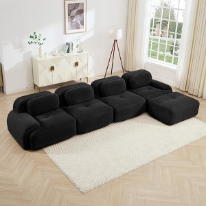 Oversized 157.2" Corduroy Modular L-Shaped Sectional Sofa with Ottoman, 5-Piece Free combination, Pet-Friendly, No Assembly Required - 1 of 4