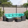 vidaXL 7 Piece Garden Sofa Set with Cushions - Black and Blue - 2 of 4