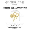 Bow Knot Flat Back Earrings for Cartilage Helix Tragus Lobe 14 kt Gold Plated Sterling Silver Pair by Ginger Lyne - 3 of 4