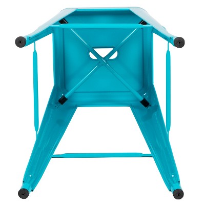 Teal 46'' Industrial Metal Backless Barstool - Set of 4