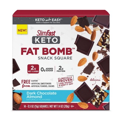 SlimFast Keto Fat Bomb Snack Square - Dark Chocolate Almond - 14ct