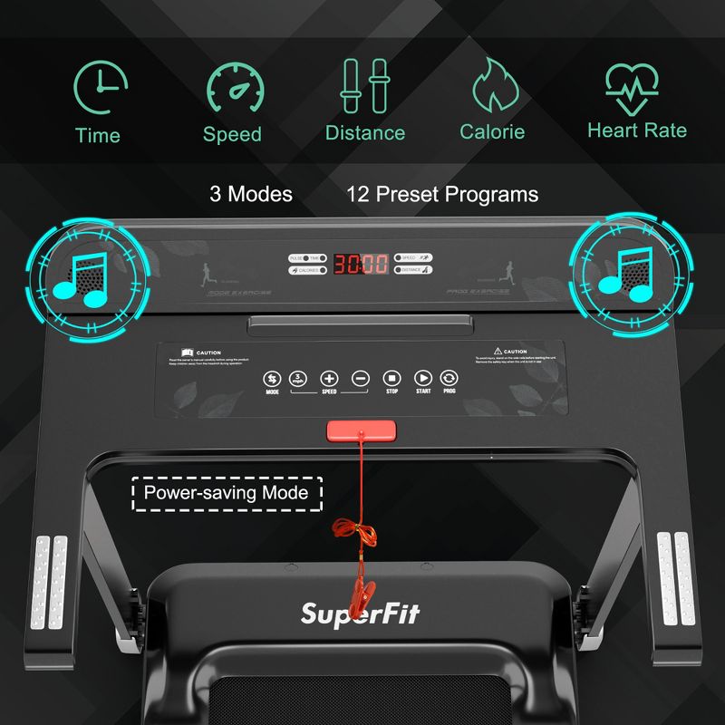 SuperFit  Folding Electric Treadmill Compact Walking Running Machine w/APP Control Speaker, 5 of 11