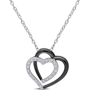 EVERLY JEWELRY | Sterling Silver 1/10 CT TW Diamond Heart Pendant With Chain Black Rhodium Plated, 18-inch - 1 of 4