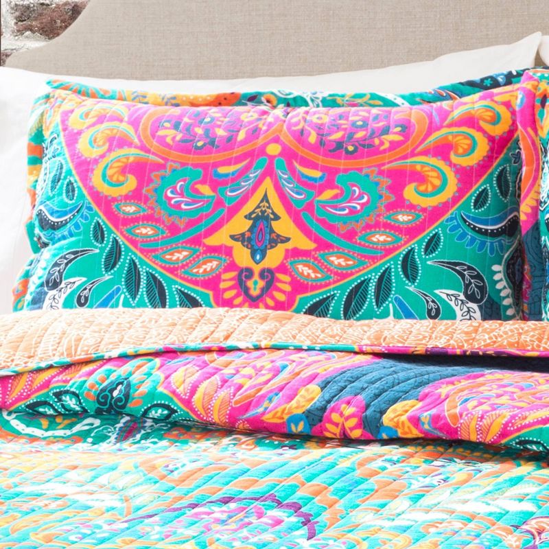 Boho Chic Quilt Set Turquoise/Navy - Lush Décor, 3 of 11