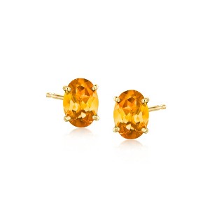 Ross-Simons Oval Fire Opal Stud Earrings in 14kt Yellow Gold - 1 of 3