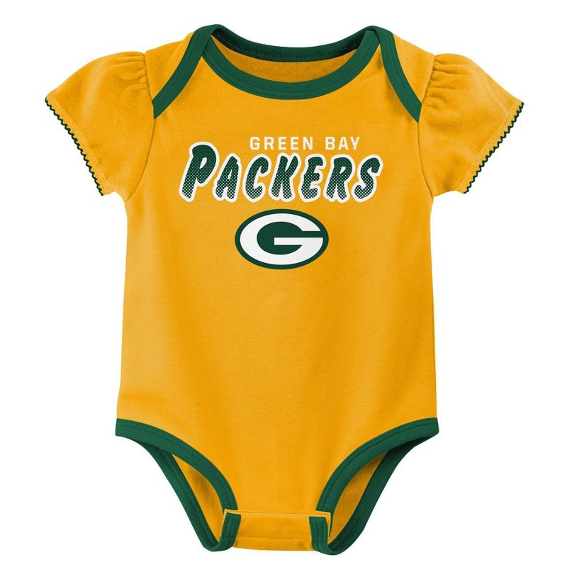 NFL Green Bay Packers Baby Girls&#39; Onesies 3pk Set, 3 of 5