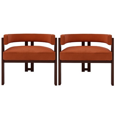 Dexmalle Set of 2 Curved Back Accent Chair with Rubber Wood Legs