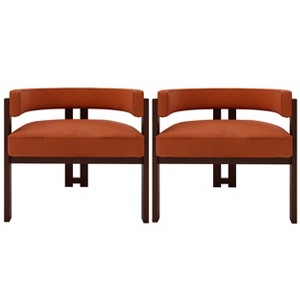 Dexmalle Set of 2 Curved Back Accent Chair with Rubber Wood Legs - 1 of 4