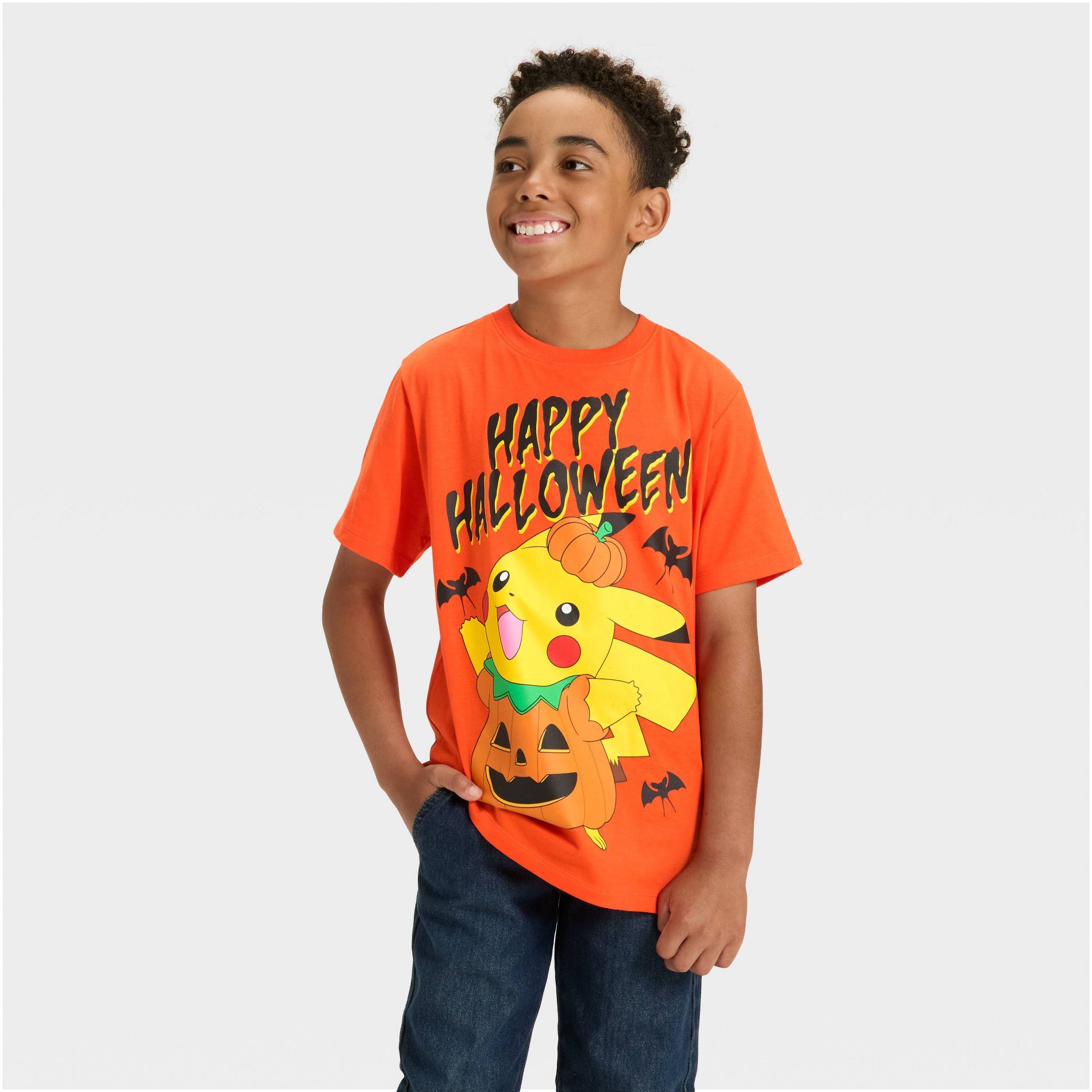 Boys' Pokémon Pikachu Halloween Short Sleeve Graphic T-Shirt - Orange