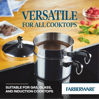 Farberware 2-Quart Stainless Steel Double Boiler and Saucepan with Lid