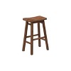Set of 2 29" Wire-Brush Finish Backless Saddle Barstools Chestnut - Boraam: Solid Acacia, Footrests - 3 of 4