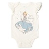 Disney Princess Ariel Cinderella Belle Baby Girls 4 Pack Snap Bodysuits Newborn to Infant - 4 of 4