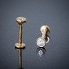 Jewelry Avalanche Unisex 14K Gold Bezel Set 3mm Moissanite Labret Studs, Monroe, Lip Ring, 16G - 3 of 4