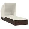 vidaXL Sunbed with Foldable Roof Brown 83.9"x24.8"x38.2" Poly Rattan - 4 of 4