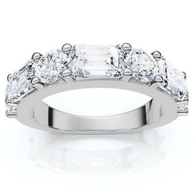 Pompeii3 2.30Ct Emerald & Round Diamond Wedding Anniversary Ring 14k Lab Created - Size 5