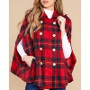 Imily Bela Women's Winter Double-Breasted Plaid Cape Coat - Turn-Down Collar with Pockets - 4 of 4