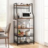 Bakers Rack, Microwave Oven Stand with 2 Large Wire Basket, 5-Tier Kitchen Utility Storage Shelf with 8 Hooks for Spice, Pots Organizer - 4 of 4