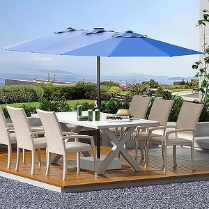 13ft Double-Sided Patio Umbrella, UV99% Protection, Fade-Resistant Outdoor Market Umbrella with Crank Handle, Alloy Steel Frame (No Base Included) - 1 of 4