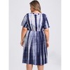 GRACE & GRANDEUR Women's Plus Size Tie Dye Round Neck Short Sleeve Button Decor A Line Dresses - 3 of 4
