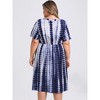 GRACE & GRANDEUR Women's Plus Size Tie Dye Round Neck Short Sleeve Button Decor A Line Dresses - image 3 of 3