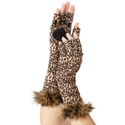 Adult Leopard Gloves Halloween Costume Handwear