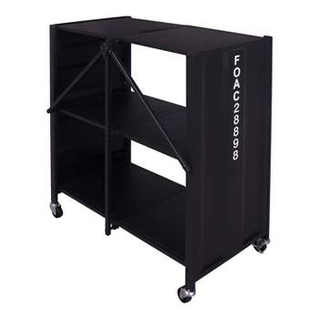 35" Conlig Steel Folding Bookcase with Wheels - miBasics