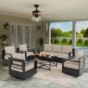 UPTIOT 6-Piece Outdoor Patio Conversation Set - 1 of 4
