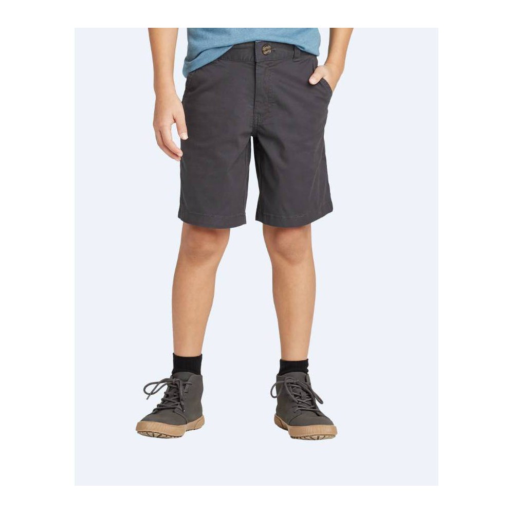 Boys' Stretch Flat Front Chino Shorts - Cat & Jack Dark Gray 16