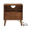PAGED Nightstand with 2 Drawers and Open Shelf, Modern Wooden Side Table with Outlet, Bedside Storage Cabinet for Bedroom, Living Room - 3 of 4