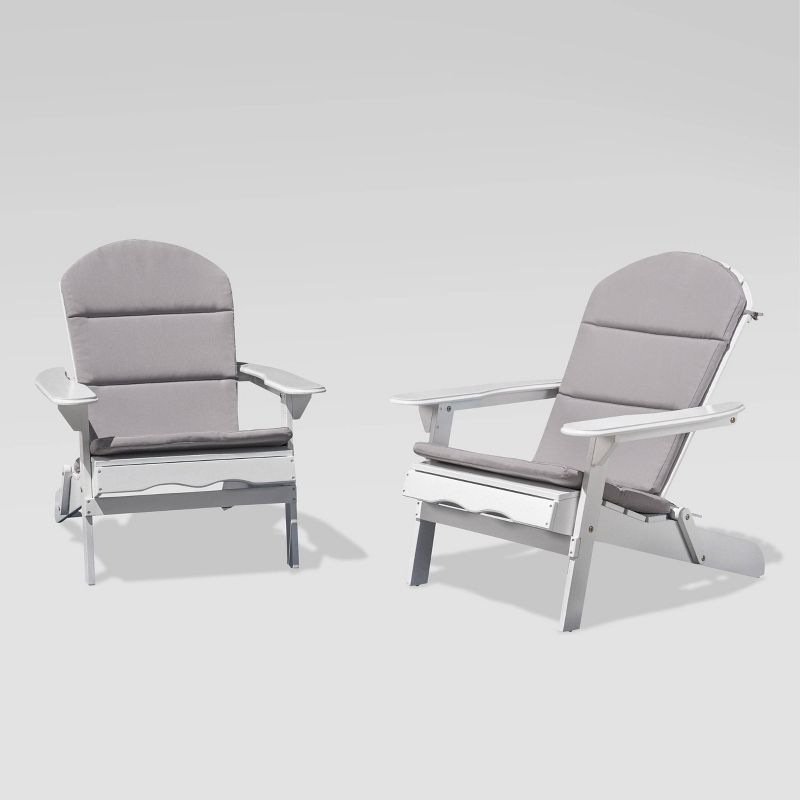 Malibu 2pk Acacia Wood Adirondack Chairs - White/Gray - Christopher Knight Home, 3 of 6