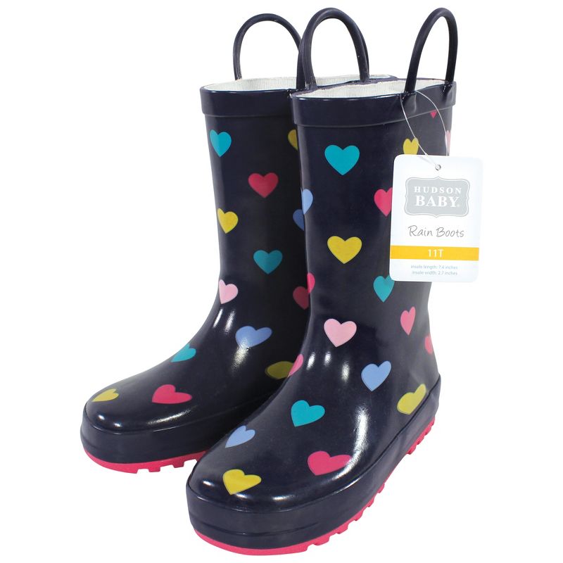 Hudson Baby Rain Boots, Navy Hearts, 2 of 5