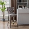 WestinTrends 29" Tufted Upholstered Velvet Bar Stool with Metal Footrest (Set of 2) - 2 of 4