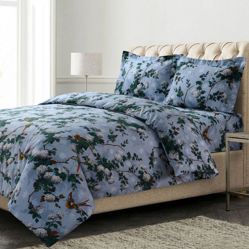 Celina Floral Printed Flannel Oversized Duvet Cover Set - Azores Home, 3 of 5