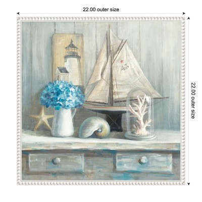 22" Nautical Coastal Still Life Framed Canvas Art in White