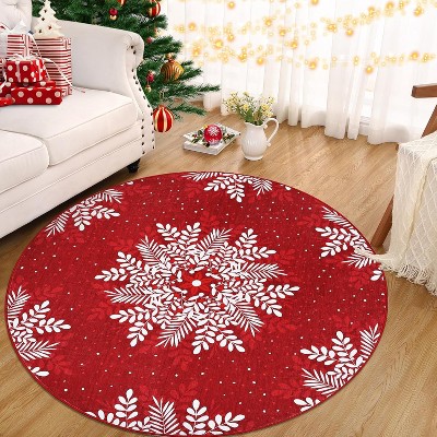 Christmas Snowflake Area Rug, Washable Rugs for Living Room, Bedroom Rugs Non Slip & Non-Shedding, Low Pile Floor Carpet for Kitchen Dining Room Decor