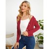 Women's Cropped Sweater Cardigan Long Sleeve V-Neck Sweater Rib Open Front Shrugs - 2 of 4