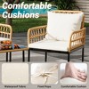 4-Piece Rattan Patio Furniture Set Terrace Hollow Rattan Chair Furniture Set Outdoor Wicker Furnishing with Glass Coffee Table for Patio, Backyard - 3 of 4