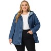 Agnes Orinda Women's Plus Size Layered Drawstring Hood Utility with Pockets Jean Jackets - 3 of 4