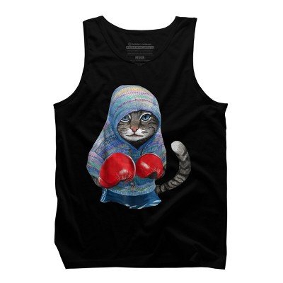 Men's Design By Humans Cat In Boxing Suit T-Shirt By tranbabaolam1 Tank Top
