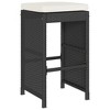vidaXL High Garden Bar Stools Cushions 2 Pcs PE Rattan Black Stool, Outdoor Bar Stool, Bar Chair, Garden Stool - 4 of 4
