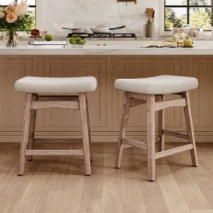 Captiva Designs 24 inch Height Bar Stool with Padded Seat & Solid Wood Frame & Footrest - 1 of 4