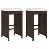 vidaXL Garden Bar Stool Set of 2 Brown,Cream white - 2 of 2