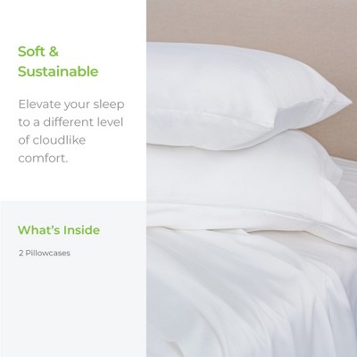 White Twill Cotton Standard Pillowcase Set with Hypoallergenic Embroidery