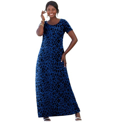 Jessica London Women's Plus Size T-Shirt Casual Short Sleeve Maxi Dress