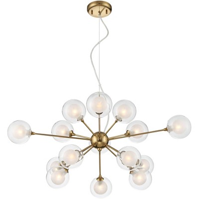 Antique Brass 30" Sputnik Chandelier with Frosted Glass Shades