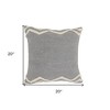 HomeRoots 20" X 20" Light Gray Micro Chip Gray And White 100% Cotton Chevron Zippered Pillow - 3 of 4