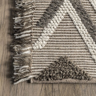 Handmade Ivory Wool Shag Rectangular Area Rug 5'x8'