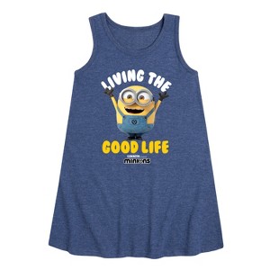 Girls' - Despicable Me Minions - Living The Good Life Graphic Sleeveless Aline Dress - 1 of 4