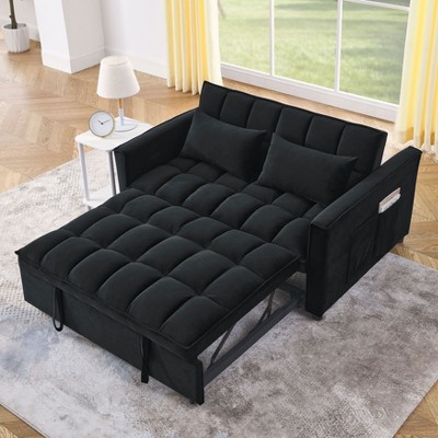 NicBex Modern Pull Out Sofa Bed Velvet Convertible Sleeper Sofa with Adjustable Backrest and 2 Pillows for Living Room